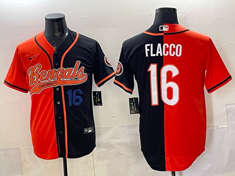 Men Cincinnati Bengals #16 Flacco black Orange Joint Name 2025 Nike Limited NFL Jersey style 3